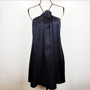 Aidan Mattox Black Halter Mini with Rosette Accent